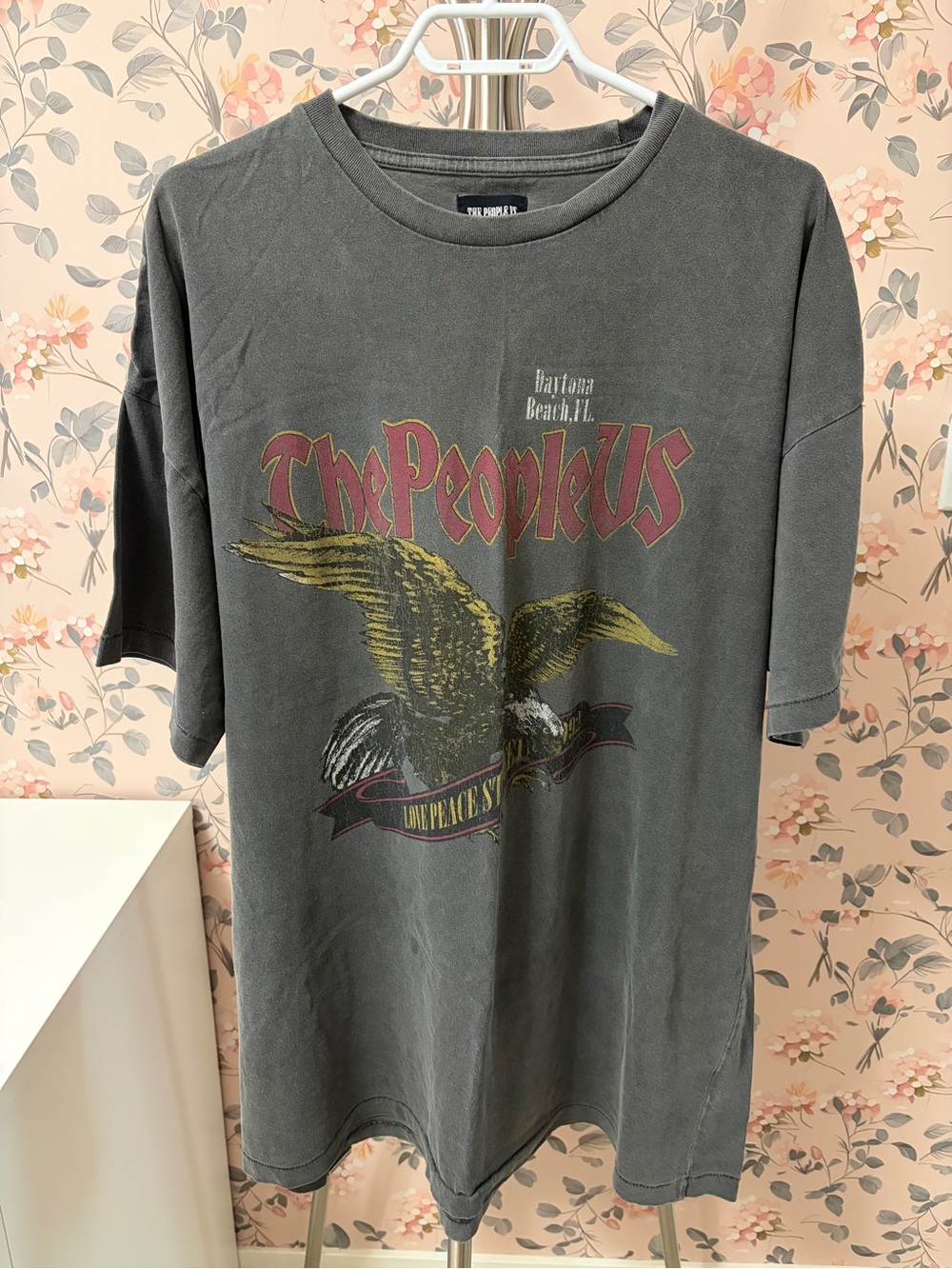 The People Vs. Vintage-Style Charcoal Tee with Red and Gold Graphic